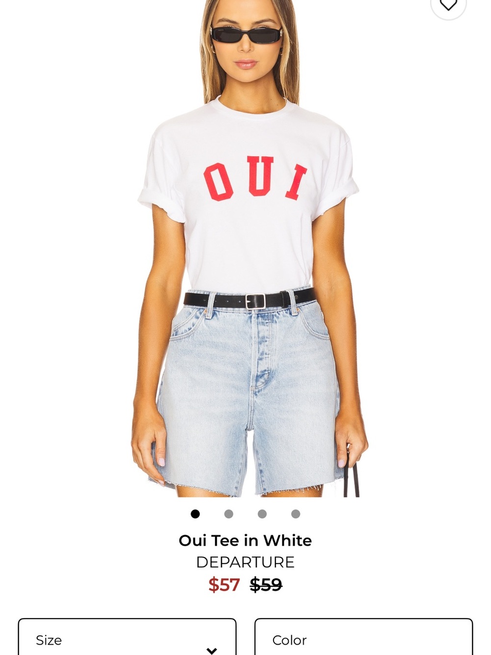 NWT Departure 'Oui' Graphic Tee in White